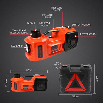 LUTIFIX Car Jack 3in1 Electric Hydraulic Jacks 5T Car Floor Jack 12V with Inflator Pump LED Light for Truck Tire Repair 45CM